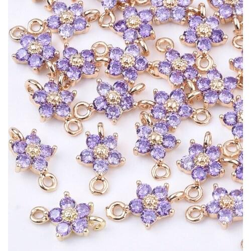 10pcs Transparent Glass Links Connectors Faceted Flower Charms for Jewelry Making DIY Bracelet Connector Necklace Handmade Craft