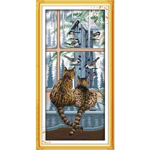 Joy sunday animals style Look at each other uncountable counted cross stitch cat Kids toys