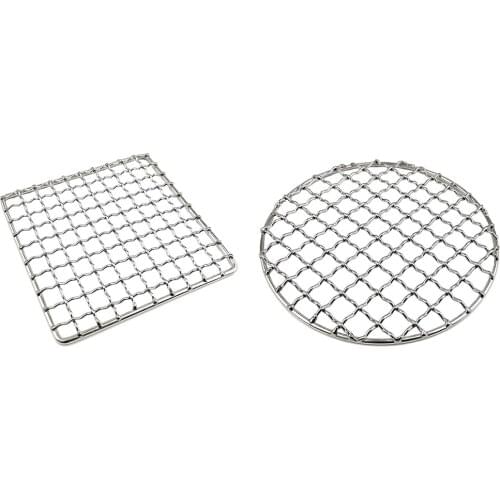 Camping Grill Grate Mesh Pads Square Round Grilling Net Fire Cooking Outdoor Picnic BBQ Camping Pot Firewood Rack