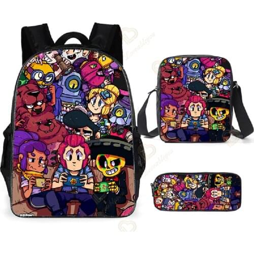 Leon Large Capacity 3D Stars Nylon Waterproof Backpack Set Anime Character Double Gun Reward Children Backpack Computer Bag