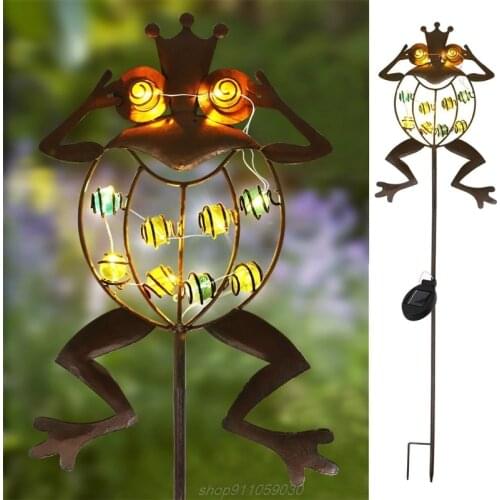 Garden Statue Outdoor Waterproof Iron Material Solar Lawn Lights IP44 Waterproof In-Ground Lamp Outdoor Frog M25 21 Dropship