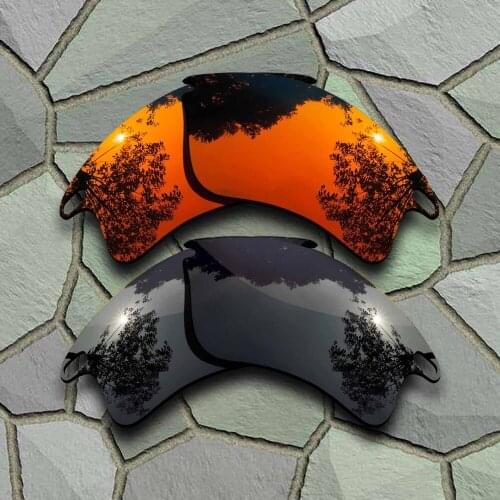 Grey Black&Red Orange Sunglasses Polarized Replacement Lenses for Oakley Fast Jacket XL
