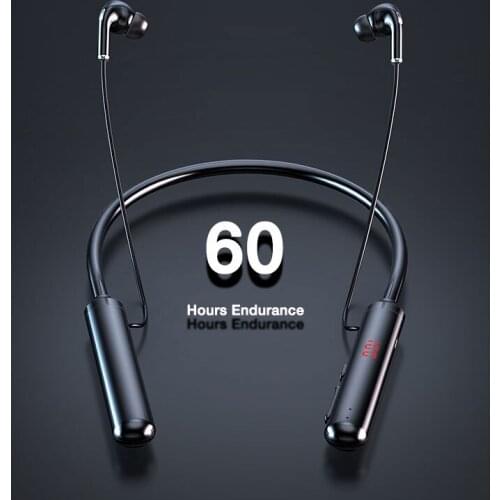 LED Display Headset TF Card Magnet 60 Hours Endurance Bluetooth Headphones Stereo Wireless Headphone Neckband Power