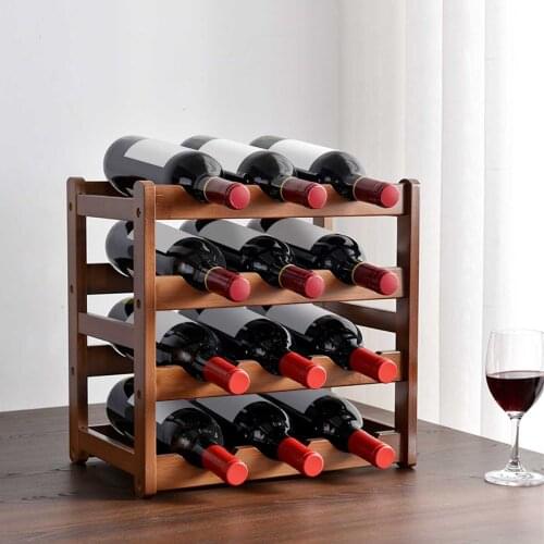 6/9/12 Bottles Vintage Bamboo Wine Bottle Racks Barware Standing Storage Racks Organizer Kitchen Wine Rack Holder for Home Bar