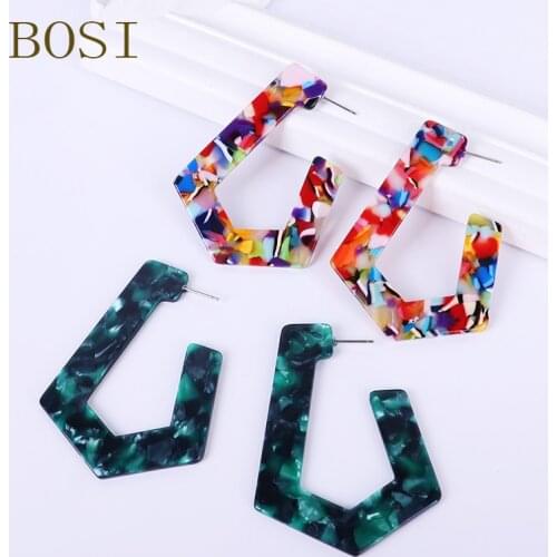 2019 fashion Colorful Acrylic Dangle Earrings For Women Leopard print Geometry Earrings Acetate Statement Jewelry accessories