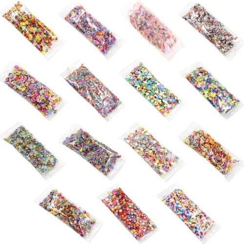 1000Pcs/Pack Clay Resin Fillings Craft Fruit Leaf Flowers Pattern Colorful Mixed Filler for DIY Epoxy Resin Jewelry Nail Art