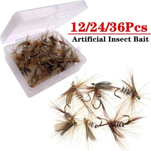 12/24/36Pcs #12 Trout Nymph Fly Fishing Lure Wet Flies Hook Ice Fishing Lures Artificial Insect Bait