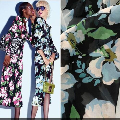 145cm*100cm designer fabric summer new products Fresh and big flowers Georgette chiffon printed fabric sewing fabric for dress