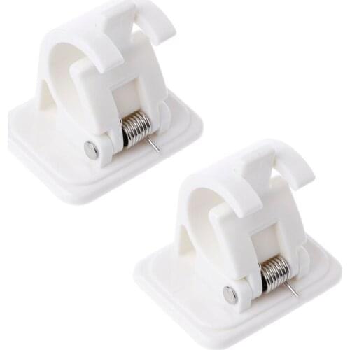 2Pcs Self Adhesive Curtain Rods White Hanger Crossbar Curtain Clips Wall Hooks