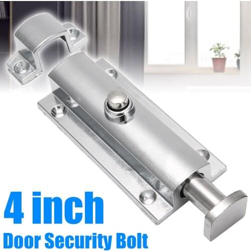 4 Inch Chrome Plated Door Bolt Window Security Bolt Button Open Spring Lock Latch Sliding Lock For Door Hardware Accessories