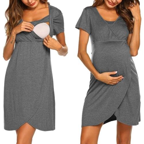 4# Stripe Dresses For Women Pregnant Maternity Tunic Breastfeeding Summer Round Neck Maternity Dress Dresses For Women 2021