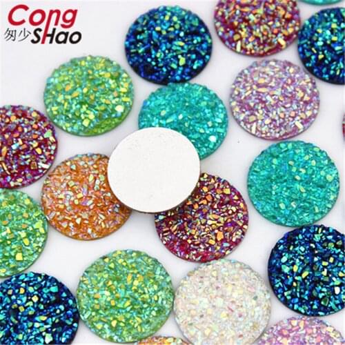 50PCS 18mm Bling AB Colors Convex Mineral Surface Resin Rhinestone Flatback Cabochon Stone DIY Wedding Decoration Crafts 8Y647