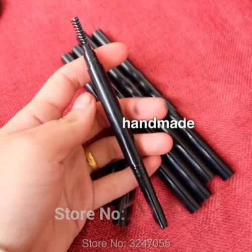 50pcs/lot Empty Plastic DIY Eyebrow Pencil with Brush, Double-edge Cosmetic Eyebrow Pen, Cosmetic Makeup Tool