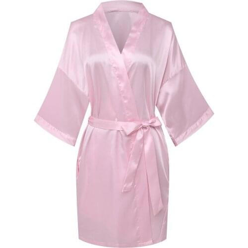 6 Colors Sexy Satin Bride Robes Yukata Nightdress Bridesmaid Polyester Bathrobe Perfect Wedding Dressing Grown For Women S M