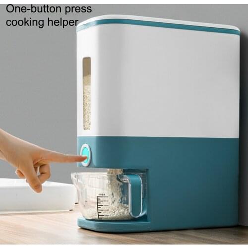 12KG Automatic Plastic Cereal Dispenser Storage Box Measuring Cup Kitchen Food Tank Rice Container Organizer Grain Storage Cans