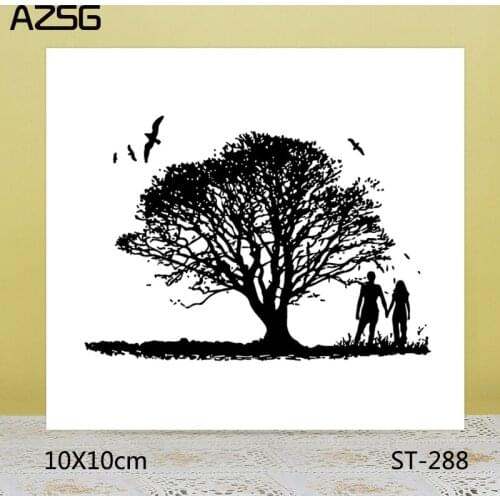 AZSG Lovers under the Tree Stamps/Seals For scrapbooking DIY Card Making/Album Silicone Decoration crafts 10*10cm