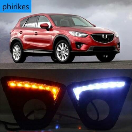 2PCS 12V led car drl daytime running lights with fog lamp hole for Mazda cx-5 cx5 cx 5 2012 2013 2014 2015 2016