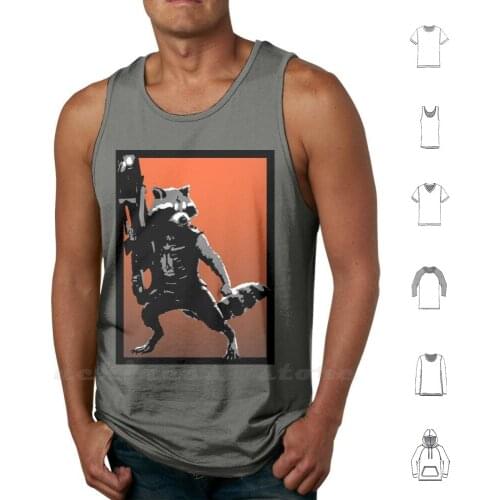 Rocket Racoon Tank Tops Vest Sleeveless Animal Mutant Orange Black Fur Furry Guardian