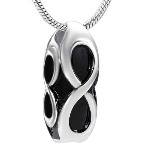 IJD9930 Black Pattern Cylinder Stainless Steel Cremation Memorial Pendant for Ashes Urn Keepsake Souvenir for Men Jewelry
