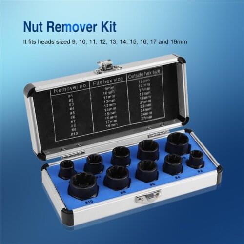 10PCS Nut Removal Tool Damaged Lug Nut Lock Remover Twist Socket Set Car Wheel Automotive Tools Nut Extractor Set