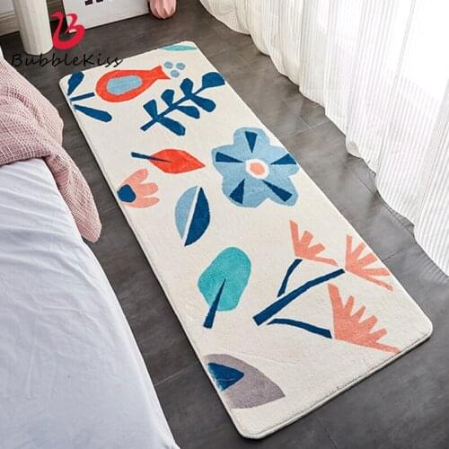 Bubble Kiss Nordic Style Lamb Wool Bedside Thicken Carpets Home Soft Touch Floor Mat Floral Pattern Area Rugs for Living Room