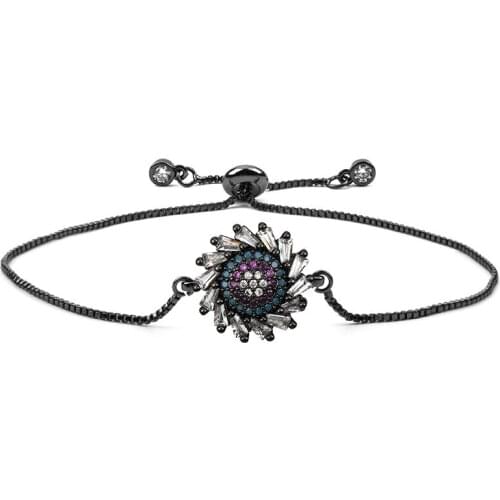 Fashion Trendy Simple Bracelet For Women Micro Inlaid Zircon Sun Flower Lady Pendant Bracelet Bangle Girl Gift Jewelry pulseras