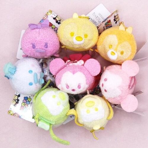 Disney TSUM TSUM Cartoon Character Pink Mickey Minnie Mouse Plush Mobile Phone Wipe Pendant Cute Dolls Toy Gifts for Kids