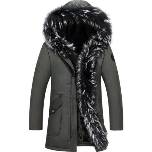 Winter New Brand Raccoon collar Mens Park Coat Mens Long section Thickening Plus Velvet Mens/Womens Winter Jacket Size 5XL