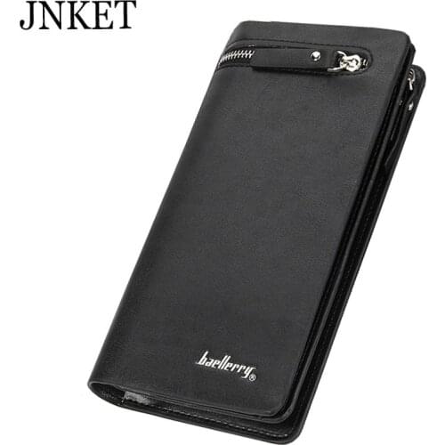 JNKET Business Mens PU Leather Clutch Wallet Multifunction Wallet Handbag Card Holder Long Wallet Large Capacity Clutch Bag