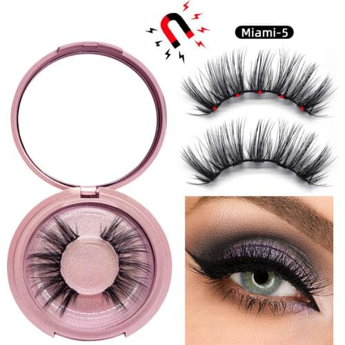 Reusable Magnetic Eyelashes set 5 magnets lashes + magnetic eyeliner + tweezer 9 styles handmade mink lashes 100sets/lot DHL