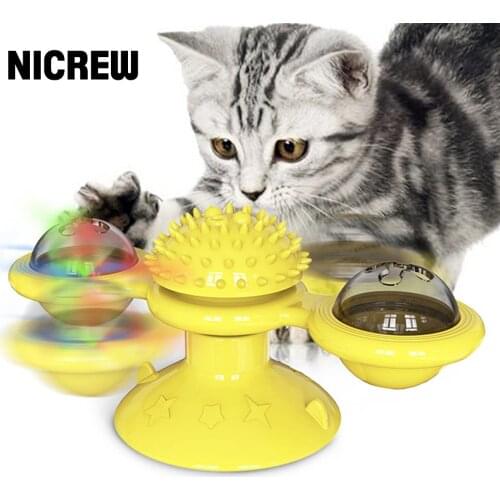 NICREW Windmill Toys For Cats Puzzle Whirling Turntable With Brush Cat Play Game Toys Kitten Interactive Toys Pet Supplies