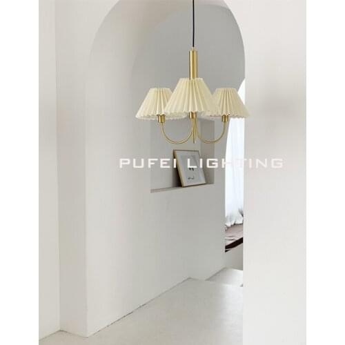 Nordic light brass chandelier light metal finish light luxury living room chandelier three-head chandelier