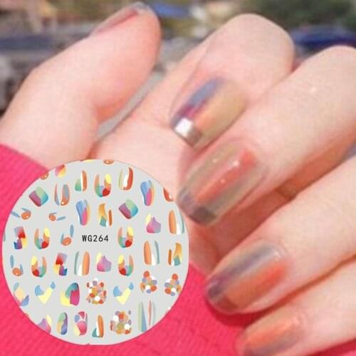 Newest WG 264 design 3D nail art sticker decal stamping back gule DIY nail decoration acessory