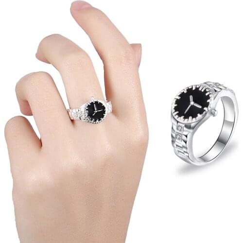 New Watch Style Ring for Women Lady Lovely Wedding Silver Color Ring Wholesale Christmas Gift Cute Fashion Classic Jewelry Rings