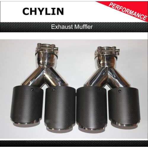 One Pair Y Model Matt Carbon Exhausts Dual End Tips for BMW For BENZ For AUDI For VW Exhaust Dual Muffler Pipes Tail Tips