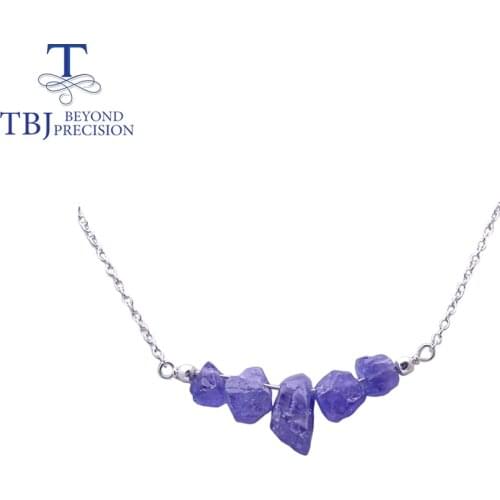 Original Handmade Jewelry Natural Blue tanzanite Gemstone Rough necklace ,4.32 real gemstone peridot 925 sterling silver