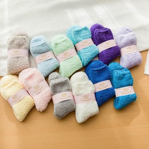 Autumn/winter ladies' solid colour half pile socks coral pile socks thickened warm floor socks towel socks