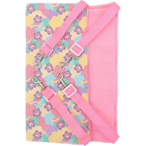 Hanging Pet Cat Hammock Printed Cotton Sleeping Bed Hamster Ferrets Guinea Pig Cat Bed for Cat Rodents Hammock for Pet Supplies