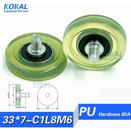 [PU33*7-C1L8M6]Free Shipping 10pcs 626RS PU roller with outer diameter 33mm cash counting machine rubber wheel pulley 6*33*7mm