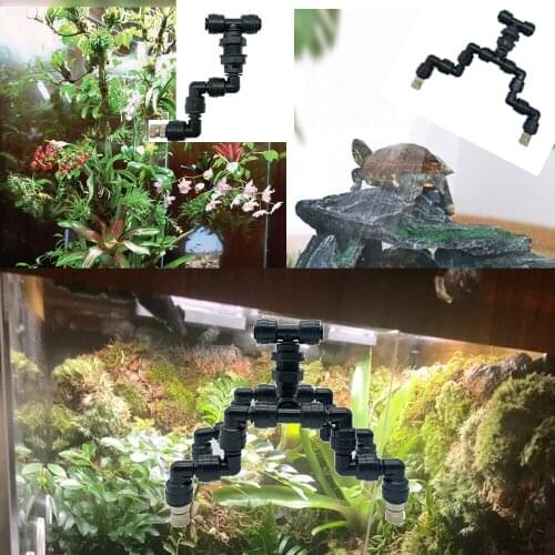 Reptiles Fogger Mist Sprinkler 360 Adjustable for Rainforest Tank Pet Misting Cooling System One Head to Four Head