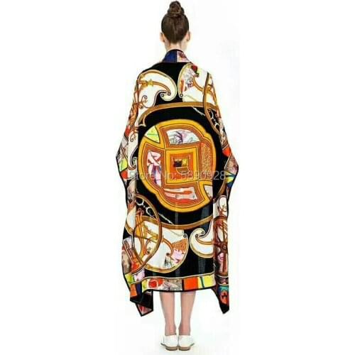 130cm Bandanna Incanto Amity Twill 100% Silk Scarf Women Square Scarves Kerchief For Ladies Fashion Shawl