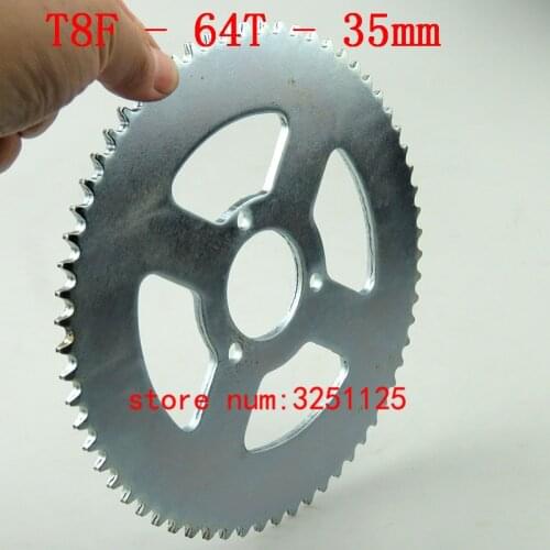T8F Drivir gear 64 tooth 35mm Silver Rear Sprockets fit For T8F chain for 47cc 49cc Mini Dirt Baby Cross Motard Bike Motopart