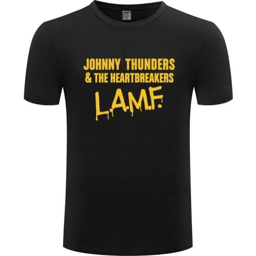 Punk Rock JOHNNY THUNDERS LAMF Printed T Shirts Men Hip Hop Short Sleeve O Neck Cotton Man T-Shirt Cool Funny Streetwear Top Tee