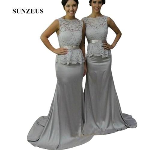 Vintage Lace Top Long Grey Bridesmaid Dresses Custom-made Mermaid Women Party Gowns Elegant Wedding Guest Dress
