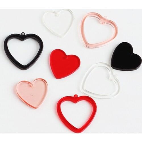 10pcs Diy Accessories Accessories Japanese Korean harajuku-style Heart Hollow Out Heart Ear Stud Pendant Material Wholesale