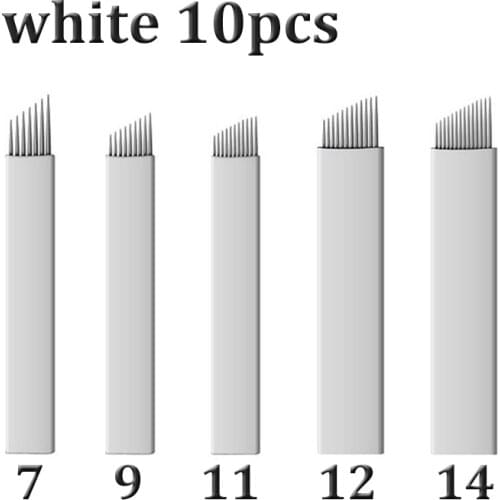 10pcs Lamina Microblading Needle Blade 7/9/11/12/14 Pin Makeup Eyebrow Tattoo Needles for Tattoo Embroidery 3D Manual Tattoo Pen