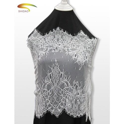 100%nylon eyelash lace fabric wedding dress white 70cm width nylon soft eyelash lace fabric DIY wedding dress clothes accessory