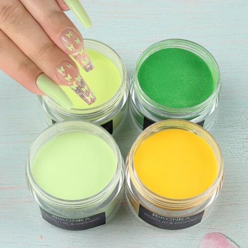 15g Yellow Green Acrylic Powder Extended Gel Nail Professional Accessories Tool Carved Nail Art Pigment Dust For Nail Decoration