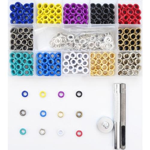 300/360/500 Sets Grommet Kit 5mm/6mm Grommet Setting Tool Metal Eyelets Set with Install Tool Kit in Storage Box Leather Crafts