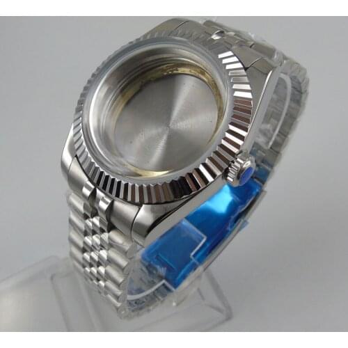 39mm Stainless Steel Domed Glass Watch Case Jubilee Fit ETA 2836 MIYOTA 8215 MOVEMENT